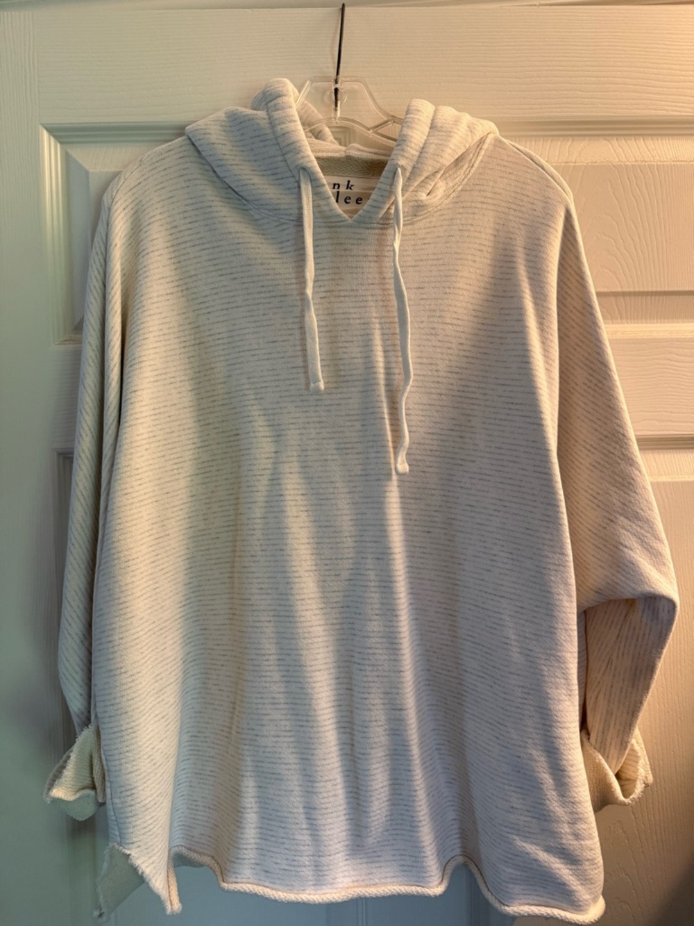 Frank & Eileen Kane Hoodie Sweatshirt Cream/Grey Stripe Size M